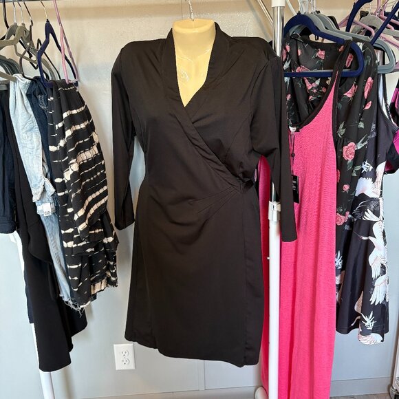 Noel Asmar L Uniforms Amari V-Neck Faux Wrap Dress - Picture 4 of 9